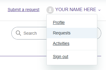 Requests menu option